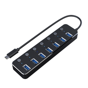 USB-C actif à 7 ports à commutation unique en aluminium de haute qualité 3.0 HUB 7 en 1 Extension de transmission de données de type C - Product Image 1
