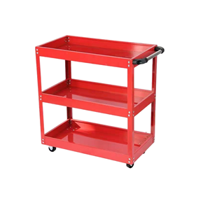 Chariot à outils en métal à quatre roues double face rouge/bleu, chariot en acier à 3 étagères, roulettes, 6,9 kg, léger, OEM pour le stockage en garage de bricolage - Product Image 1