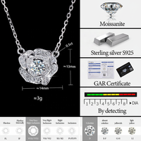 Set Perhiasan Mewah Perak 925 VVS GRA Moissanite Kalung dan Anting dengan Liontin Bunga Mawar Lulus Uji Berlian untuk Pernikahan