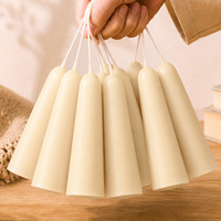 Bougie conique en cire d'abeille blanche pour l'église, la maison, l'autel, la décoration de table de mariage, longue durée de combustion, sans fumée, anti-goutte, bougie artisanale
