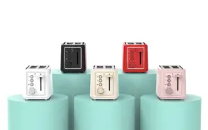 New Mini Compact Design Electric Plastic Housing Bread Toaster 2 Slice Buns Baking Pop Up Retro Toaster