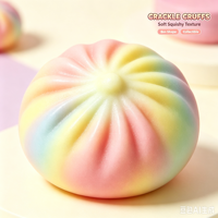 Jouet Squishy Crackle Rainbow Bun en boîte ronde, jouet anti-stress sonore et croustillant, jouet de simulation alimentaire pour la décompression