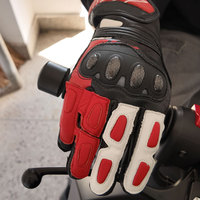 Gants de course moto personnalisés avec logo rouge et blanc, version longue, pour moto, motocross, unisexes, pour les voyages en plein air, à doigts entiers