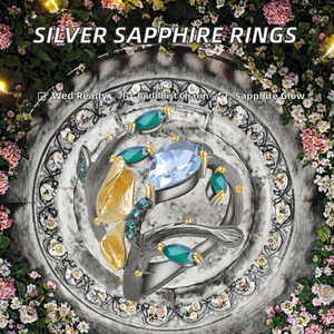 Anillo de Eternidad de Plata 925 Chapado en Oro con Zafiro y Turquesa, Anillos Bonitos para Boda y Aniversario - Product Image 2