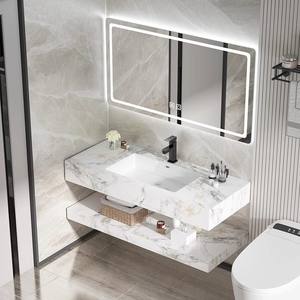 <span class=keywords><strong>Lavabo</strong></span> de baño de pizarra de oro negro de doble capa de gama alta moderno combinación de espejo LED inteligente <span class=keywords><strong>lavabo</strong></span> de pizarra de oro negro - Product Image 6