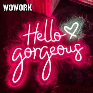 Letrero Luminoso LED de Acrílico Personalizado WOWORK 2026, Pequeño, Rosa y Blanco, con la Frase 'Hello Gorgeous', para Suministros de Tiendas - Product Image 3