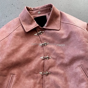 Vestes d'extérieur vintage personnalisées pour hommes, en cuir, avec boucle de pompier et fermeture à fermoir homard - Product Image 4