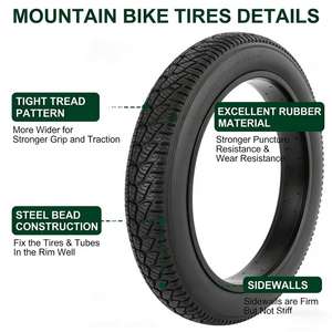 Pneus de vélo de 20 pouces, toutes séries, 20x4.0, 24x4.0, 26x4.0, BMX, VTT, Fat Bike, <span class=keywords><strong>pneu</strong></span> en caoutchouc, <span class=keywords><strong>pneu</strong></span> de vélo - Product Image 2