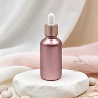 Flacon compte-gouttes en verre dépoli UV mat rose doré à épaule ronde pour huile capillaire essentielle et sérum de soin de la peau, 5ml, 15ml, 100ml, 120ml, 1oz, 2oz