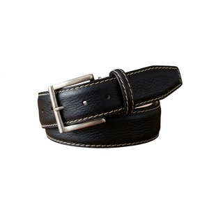 Ceinture équestre à boucle carrée pour homme et femme, style vintage, en acier robuste, imperméable, en cuir de vachette écologique, largeur 3,8 cm - Product Image 1