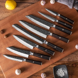 Bộ dao đầu bếp Damascus 3 lớp cao cấp, thủ công, thép VG10, họa tiết búa - Product Image 1