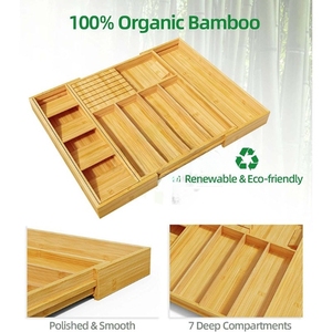Extendable Bamboo <b>Kitchen</b> Utensil Organizer <b>Storage</b> <b>Box</b> with Knife Holder Bamboo Knife <b>Storage</b> <b>Box</b> - Product Image 3
