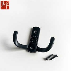 K764 Double Hook Zinc Alloy Wall <b>Mount</b> Black Coat Hook For Wardrobe Kitchen Bathroom - Product Image 1