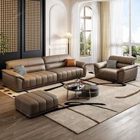 Ensembles de canapés pour salon, ensembles de canapés en cuir véritable, meubles de salon confortables, canapés modulaires modernes de luxe