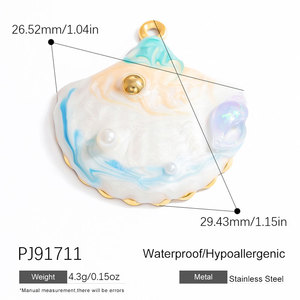 Waterproof Beach Charms 14k 18k Gold Plated 316L Stainless Steel Enamel <b>Shell</b> Charms for <b>Bracelet</b> Necklace Jewelry Making - Product Image 5
