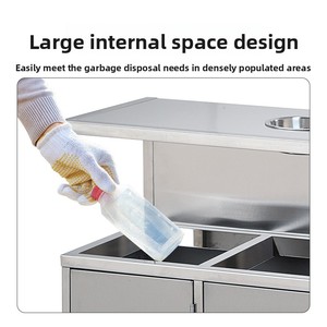 Ngoài Trời Công Cộng Thương Mại Rác Chất Thải Bin Lớn Kim Loại Thép Không Gỉ Phân Loại Thùng Rác Thùng Rác Có Thể 4 Ngăn Tái Chế Thùng Rác - Product Image 5