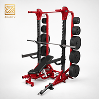 ZY Commercial Half Rack Squat Rack avec rangement pour poids, banc réglable, Power Rack, équipement d'entraînement de force pour salle de sport