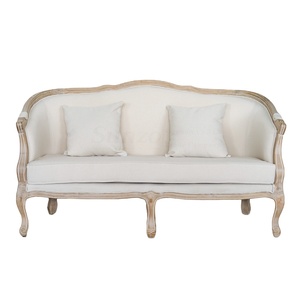 Ensemble de canapé moderne en lin avec accoudoirs en bois évasé pour salon, chambres, école et parc, meubles de maison capitonnés - Product Image 2