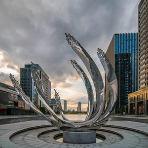 Grande sculpture élégante en acier inoxydable, style chinois, avec sculpture ajourée, pour parc, espace panoramique et place extérieure - Product Image 4