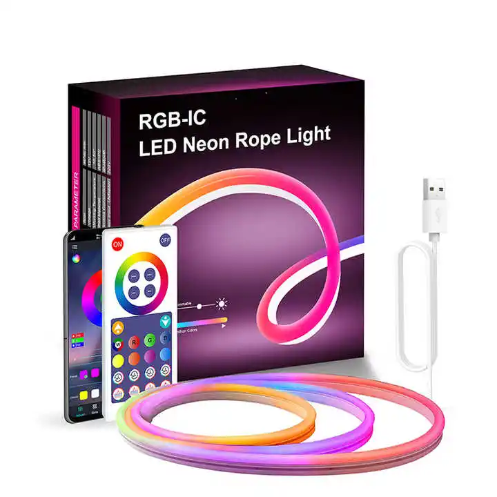 3m WIFI Bluetooth RGB Neon Rope Light RGBIC SMD5050 DIY Dream Multi Color Music Sync Smart Neon Flex Light