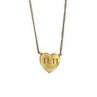 Collar de acero inoxidable tallado personalizado 18K chapado en oro Ángel número 11:11 collar con colgante en forma de corazón para joyería de mujer