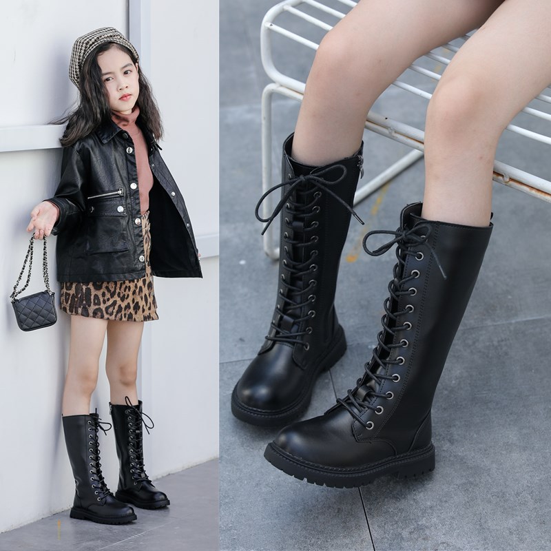 Модные новые ботинки для девочек; Зимняя обувь из искусственной кожи для девочек; Детские Плюшевые Ботинки Martin для девочек