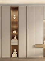 Armoire de chambre à coucher moderne minimaliste en bois, grande capacité de rangement, avec coiffeuse intégrée, organisateur de vêtements pour couples