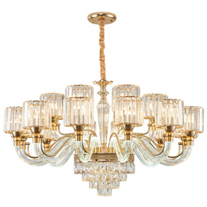 Lámpara de araña de cristal con múltiples cabezales E27, luz LED de forma redonda, iluminación para el hogar, para sala de estar, pasillo, lámpara de techo - Product Image 3