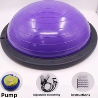 Egooal Ballon d'équilibre ABS, demi-ballon de yoga, 5,5 kg, avec bandes de résistance, ballon d'exercice épaissi anti-explosion pour le renforcement du tronc