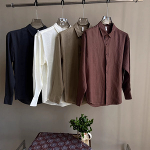Camicie Casual da <span class=keywords><strong>Uomo</strong></span> Personalizzate 100% <span class=keywords><strong>Lino</strong></span>, Camicia Guayabera a Maniche Lunghe in Puro <span class=keywords><strong>Lino</strong></span>, <span class=keywords><strong>Abbigliamento</strong></span> di Lusso, Chemise Ufficiale da <span class=keywords><strong>Uomo</strong></span> - Product Image 1