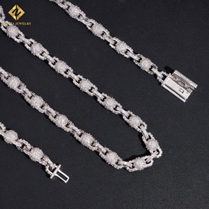 ZUANFA JEWELRY 925 Silver Rhodium Plated <b>Iced</b> <b>Out</b> Ball Link <b>Chain</b> Necklace Full Pave Round Moissanite Luxury Unisex Jewelry - Product Image 4
