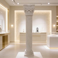 Columna Romana de Mármol Beige Pulido de Alto Brillo, Pilar Cilíndrico Sólido o Hueco de Estilo Toscano para Decoración de Vestíbulos de Hoteles y Villas
