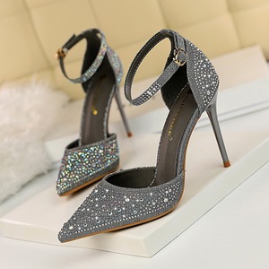 Zapatos Mujer Tacon Pumps Design Crystal Rhinestone <b>Glitter</b> Sandals Ladies Pointed Toe Heels for Women Dress Shoes - Product Image 5