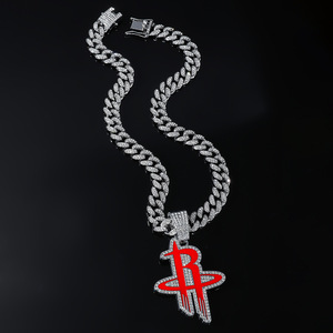 Nouveaux colliers pendentifs en alliage rouge plaqué or et argent de luxe léger, style hip-hop, collier pour homme, bijoux de mode, vente en gros - Product Image 3
