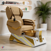 Sillón de Pedicura Eléctrico Profesional de Lujo con Masaje, Bomba de Drenaje y Luces de Colores para Salón de Uñas
