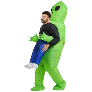 Roupas infláveis para crianças e adultos, traje inflável com alienígena verde para Halloween, Natal e feriados, fantasia inflável para transporte