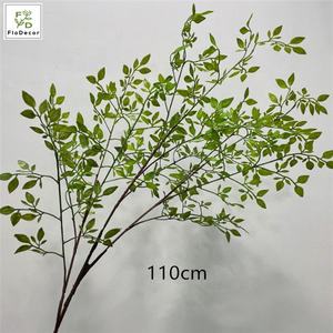 Nandina <span class=keywords><strong>Domestica</strong></span> Artificial deja colgante verde celestial bambú 110cm para decoración de fondo de boda - Product Image 4