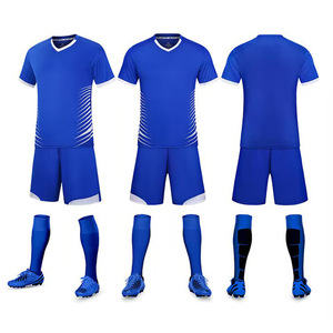 Venta directa de fábrica, venta al por mayor, camisetas de fútbol de manga corta con cuello redondo para hombre, estampado a rayas/degradado/bloqueo de Color 100% - Product Image 4