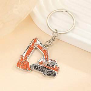 <span class=keywords><strong>Porte</strong></span>-clés de luxe au design original et ludique, avec pendentif en forme de pelle mécanique orange, idéal pour cadeau - Product Image 3