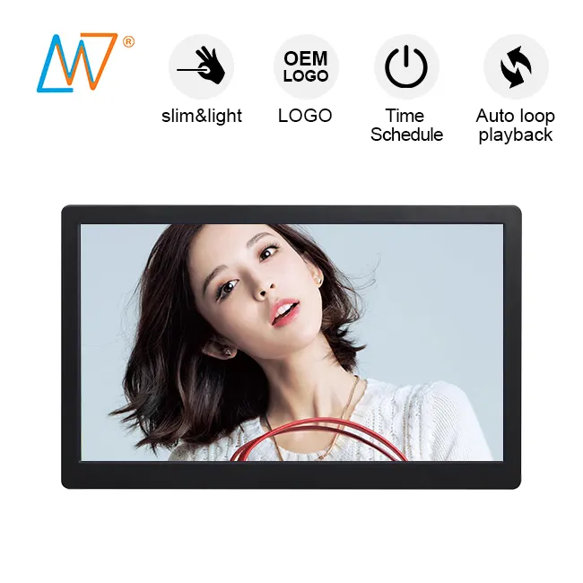 Écran d'affichage LCD numérique de signalisation, 21.5 pouces, lecteur multimédia USB pour la publicité, à montage mural