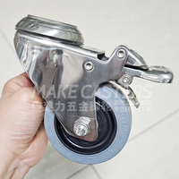 3 "4" 5 "pouces en acier inoxydable SUS 304 roulettes roue conductrice roue pivotante frein moyen service chariot industriel roulette personnaliser 316