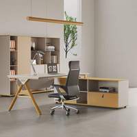 Bureau de direction simple et moderne avec chaise de bureau, combinaison PVC, luxe léger, élégant, pour cadre, superviseur, gestionnaire, usage commercial