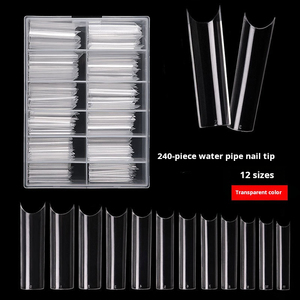 Boîte de 240 faux ongles transparents sans couture en forme de C, extensions françaises à couverture complète, avec logo personnalisé - Product Image 3