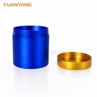 Boîte en aluminium personnalisée imprimée, conteneur cylindrique pour café 200g, petite boîte vide en aluminium bleu et or avec couvercles