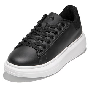 Baskets plateforme en similicuir noir pour femmes - Mode décontractée, semelle épaisse antidérapante, chaussures confortables pour tous les jours, nouveauté 2026 - Product Image 2