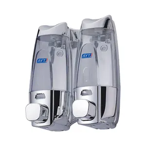 Chrom-beschichtete Kunststoffkammer 300 ml 2-in-1 wandmontierter durchsichtiger flüssiger Seifenspender für Handwaschlotion