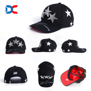 หมวกแก็ปเบสบอลปักหมุดโลหะประดับพลอยเทียมผ้าซาตินหนังกลับสีดำสำหรับทุกเพศ3D ตามสั่ง - Product Image 2