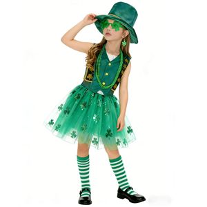 Disfraz Irlandés del Día de San Patricio, Conjunto de Trébol de Cuatro Hojas, Disfraz Infantil para Fiestas y Actuaciones, Traje Verde Unisex - Product Image 3
