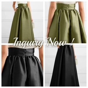 Jupe longue maxi pour <span class=keywords><strong>femme</strong></span>, en satin, coupe trapèze, taille haute, unie, élégante, décontractée, tricotée, teinte unie, pour l'été, vente en gros, personnalisable, prête à expédier - Product Image 4