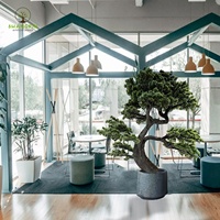 100% fait à la main semble vrai faux grand arbre en fibre de verre vert pin artificiel Bosai arbre pour intérieur Restaurant projet décor intérieur